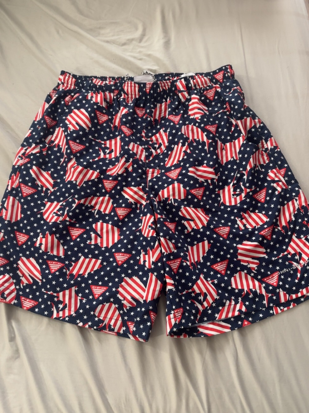 Columbia Navy, Red & White Star-Spangled Swim Shorts